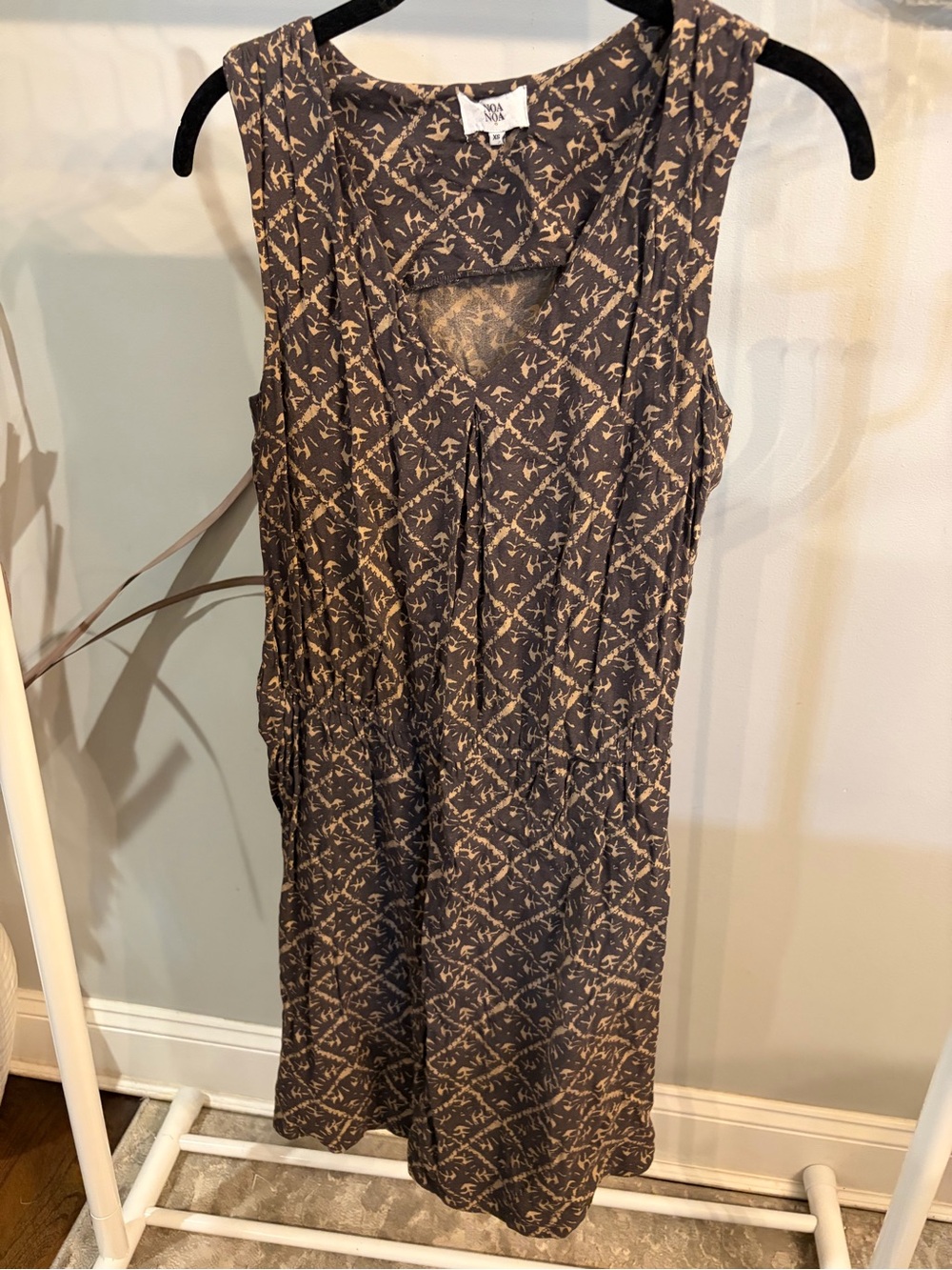 Noa Noa Sleeveless Taupe & Charcoal Printed Dress size XS